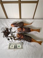 Hand carved lot of wood fish and fish decoys