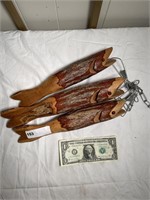 Hand carved lot of wood fish