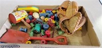 Wooden  spool stringing toy,