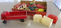 Vintage wood truck an minibus and