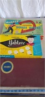 Vintage games rubber horseshoes, yahtzee and