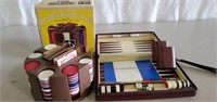 Backgammon game and poker chips with original Box