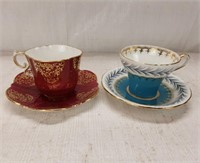 2 AYNSLEY CUP & SAUCERS  - GOOD CONDITION