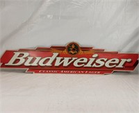 TIN BUDWEISER BEER SIGN - 55" × 13"