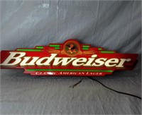 PLASTIC BUDWEISER BEER SIGN  - WORKING - 45"×+2"