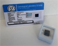 NATURAL BLUE SAPPHIRE - SQUARE - WITH COA CARD