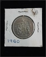 1960 SILVER CANADIAN HALF DOLLAR COIN