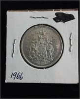 1966 SILVER CANADIAN HALF DOLLAR COIN