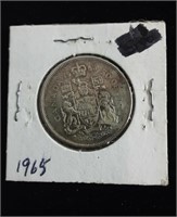 1965 SILVER CANADIAN HALF DOLLAR COIN