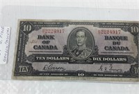 CANADIAN TEN DOLLAR BILL 1937
