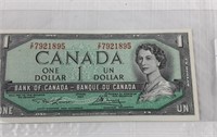 CANADIAN ONE DOLLAR BILL 1954 - UNCIRCULATED