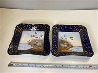 2 Japan Decorative Ceramic Plates / Ashtrays