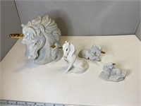 4 Piece Ceramic & Porcelain Unicorns