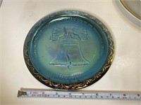Wheaton Iridescent Blue Liberty Bell Plate