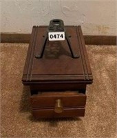 Vintage Wooden Shoe Shine Box Cast Iron Foot Rest