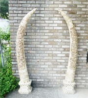 Hand Carved Asian Rare Bovine Bone Replica Tusks