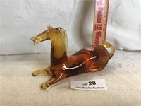 Handblown Rainbow Glass Horse Figurine
