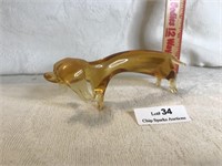 Handblown Viking Glass Weiner Dog Figurine