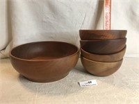 Lot of Vintage Wooden Salad & Small Bowls