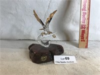 22KT Gold Glass Eagle on Driftwood Figurine