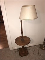 Swivel Floor Lamp with Wood Table & Base