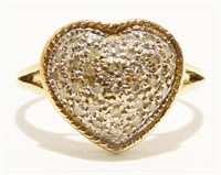 10K Y Gold & Diamond Heart Ring Sz 7 2.6g