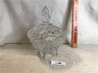 Heavy Footed Glass Candy Dish with Lid