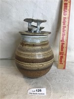 Vintage Pottery Bowl / Jar with Lid - Mushrooms?