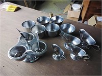 Bl of metal serving pieces including gravy