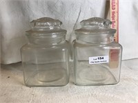 2 Counter Top Glass Candy Jars with Lids