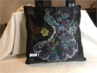 Vintage Painted Peacock Pillow