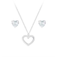 Heart Necklace & 1.50ct Topaz Earrings Set