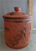 DG-18 Chinese terra cotta Dragon jar w/lid h