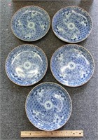 DG37- 5 Chinese ornate blue/white plates