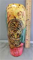 DG52- 8" carved stone vase w/hand painted Tiger