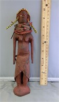 DG68- 10" African wood figure w/leather wrap &