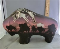 DG72- Native American pottery Buffalo signed