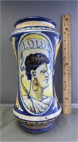 DG85- Italian faience ware 10" vase w/portrait