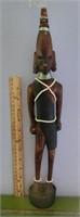 DG101- 17 African carved wood figure w/leather