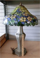 C-15 Mosaic type leaded art glass floral shade &