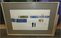 C-15 watercolor of WWII soldiers unsigned