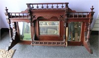 C-15 spoon carved mantel top w/beveled mirrors