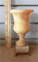 C-15 alabaster urn w/brass footed base 6 1/2"