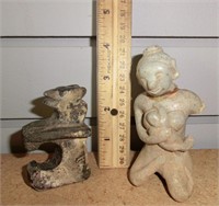 C-15 2 Chinese sm. figures 1 carved hardstone &