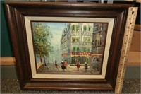 C-55 signed oil on canvas French street scene