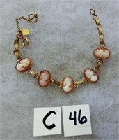 C-46 Karen Lynne gold filled Cameo bracelet