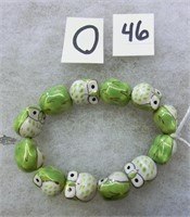 O-46 pottery Owl beaded bracelet