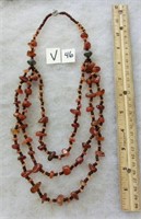 V-46 polished stone beaded necklace