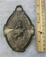 5" silver plate St. Theresa religious medal