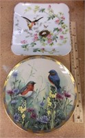 2 bird plates square CFMGDM Limoges  & Lenox